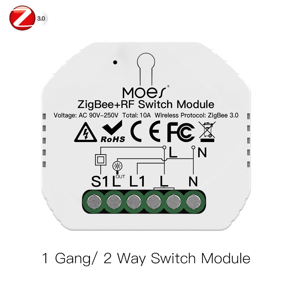 Moes Smart Zigbee Wifi Schakelaar Module Dimmer Gordijn Switch Smart Leven App Afstandsbediening Alexa Google Thuis Voice Controle: ZigBee 1 Gang Switch