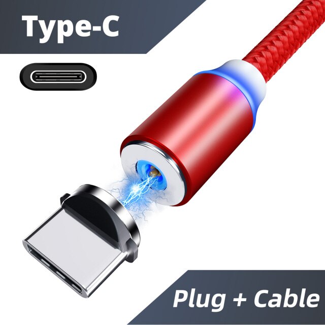 Charger Micro USB Magnet Cable For Iphone Magnetic Charging Cable Type C Magnetic Cable For Samsung Xiaomi Mobile Phone: red for type c / 1m