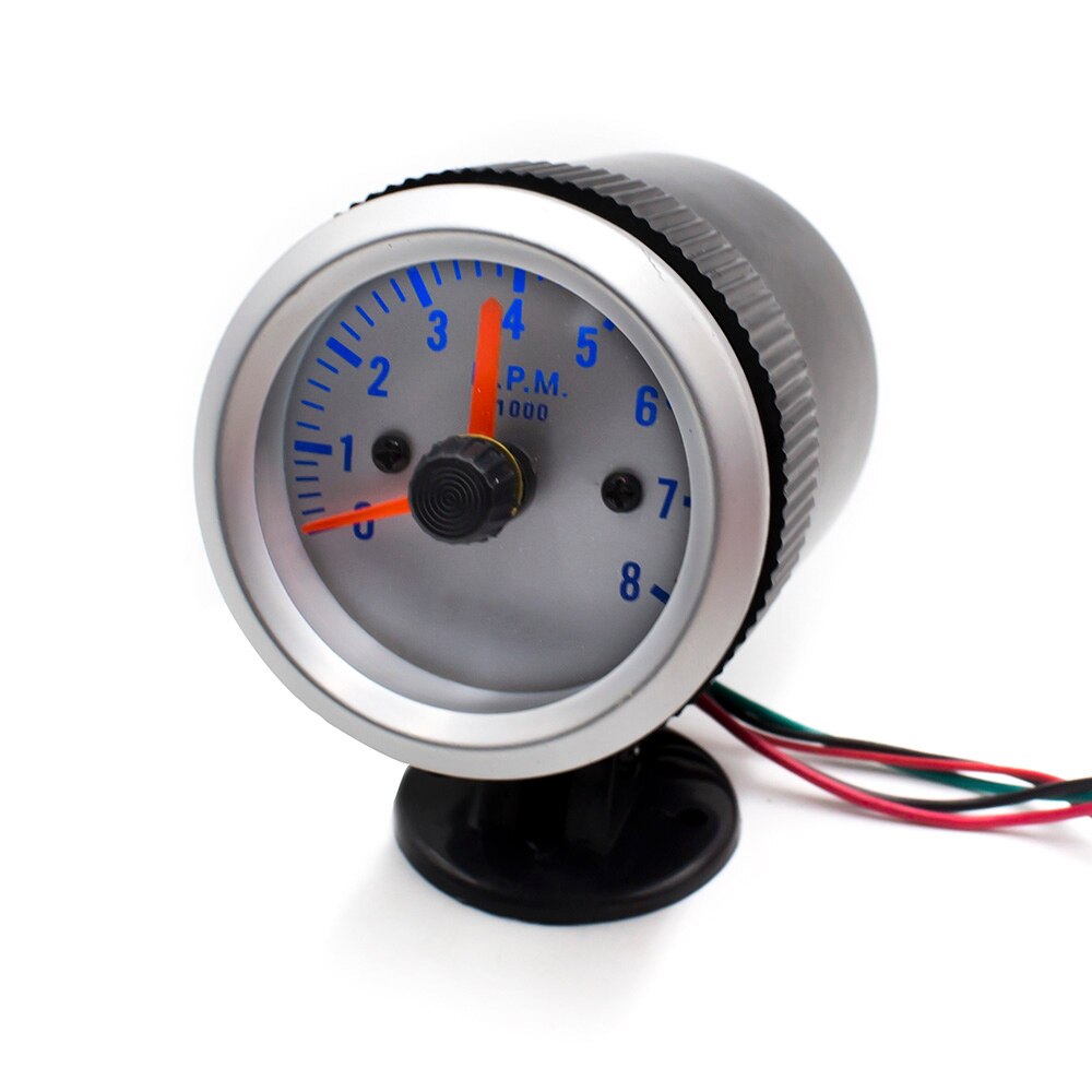 2" 52mm 12V Auto Tachometer 0-8000 Rpm Meter Blue Or White LED Light With Gauge Pod For 4 6 8 Cylinder