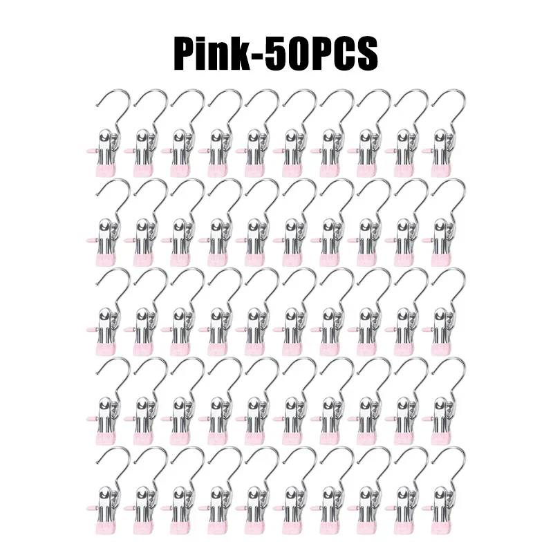 10-100pcs Stainless Steel Clothespins Laundry Clothes Pegs Hook Portable Hanging Clothes Clip Wardrobe Clothes Organizer Hanger
