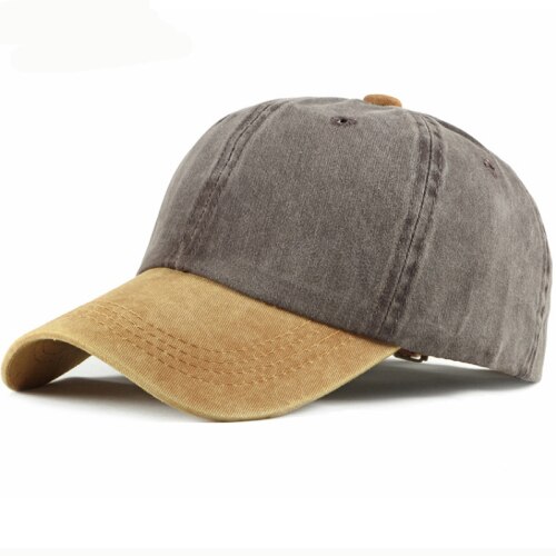 Ht2478 klassiske patchwork baseball cap bomuld forår sommer sol hat justerbar mænd kvinder cap afslappet snapback baseball far hat: Kaffe