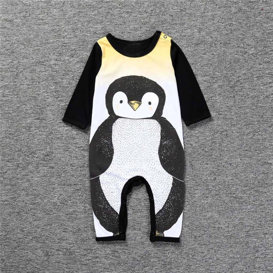 grappige baby kleding Pasgeboren Baby Jongen Meisje Leuke Pinguïn Cartoon Patroon Jumpsuit Romper Outfits Kleding mode bebes