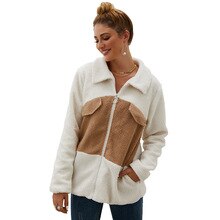 Euramerican Frühling Mit Kapuze Mantel Frauen C Jacktes Warme Plüsch Mit Kapuze Mäntel verlieren Taille Gürtel Langarm Patchwork Jacken Weibliche