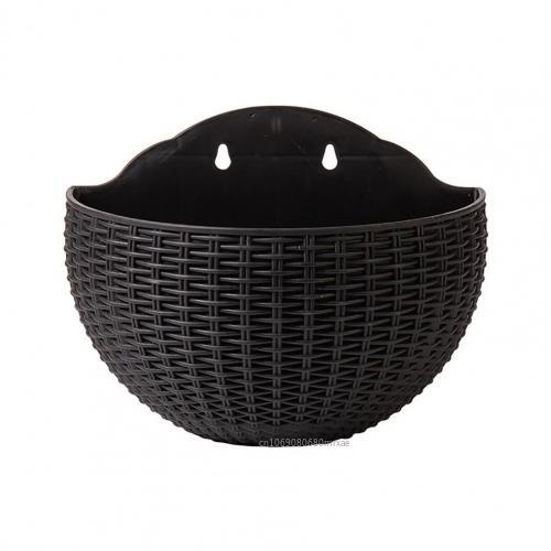 Flower Pot Exquisite Wall-mounted Plastic Wall Hanging Basket Flowerpot for Outdoor Garden Balcony Decoration Planter: black / Small