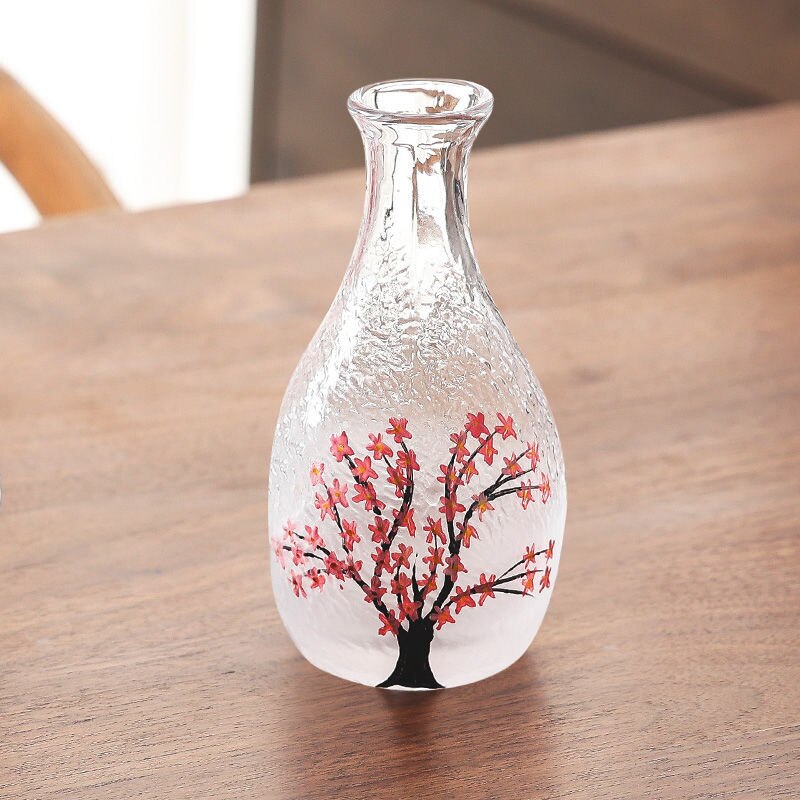 Japanese Sakura Sake Bottle Small Wine Glass Liquor Glass Wine Set Shochu Wine Cup Household Sake Warm Sake Bottle: 1x250ml