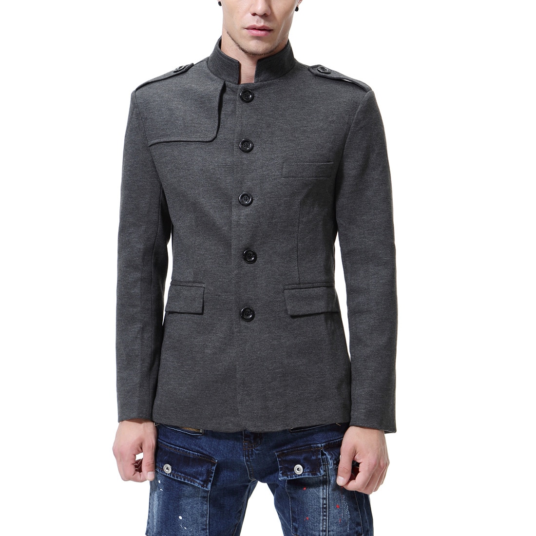 Neue Chinesische Kunst Geschäft Blazer Männer lässig Stehkragen Männlichen kleidung schlank passen Herren Mantel Jacke Größe S-2XL