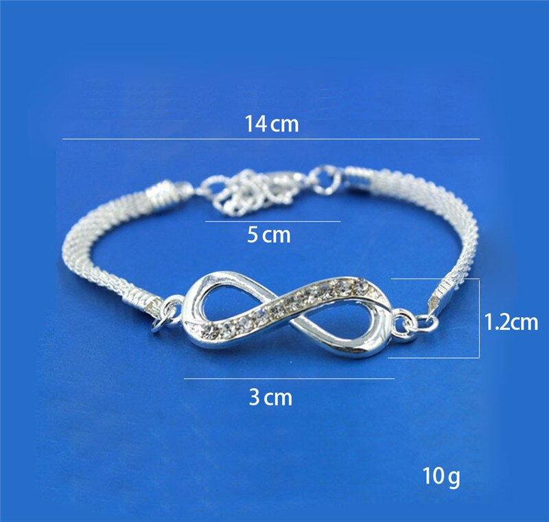 DoreenBeads-pulsera de para mujer, joyería con diamantes de imitación, brazalete infinito de Color plateado, accesorios para hombre, dijes, , 1 ud.: Default Title