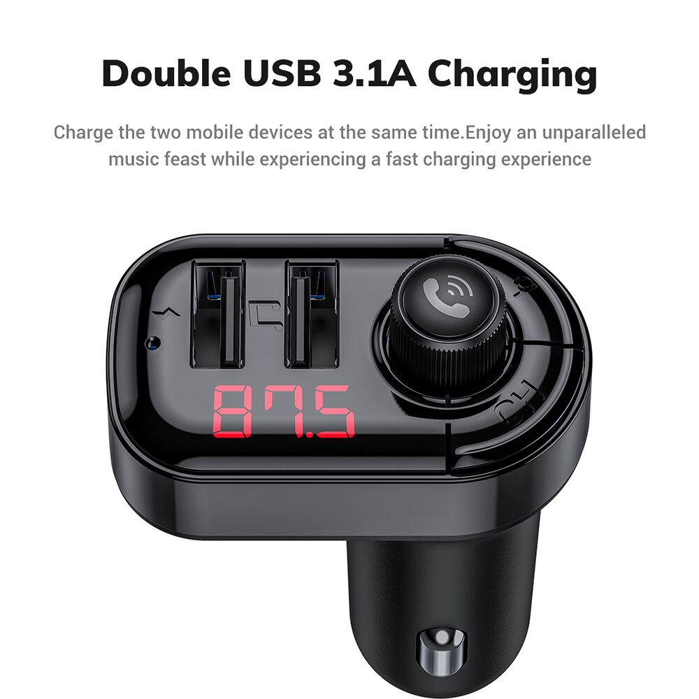 Topk 4.1A Dual Usb Car Charger Fm-zender Bluetooth Car Audio MP3 Speler Fast Charger Auto Mobiele Telefoon Oplader Voor iphone