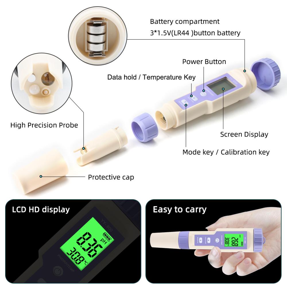Lcd digital medidor de ph orp tester quantidade de água medidor orp retroiluminação redução oxidação potencial mv ferramentas