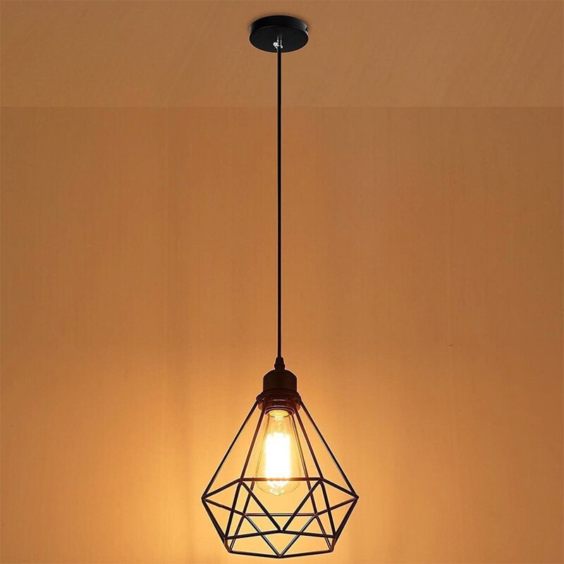 Geometrische hanglamp van metaal, retro vintage plafondlamp, ijzeren kooi _wk
