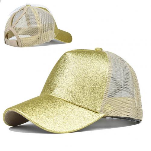 Hurtig tør kvinder sommer anti uv mesh hestehale hat mænd justerbar udendørs sport baseball cap pige afslappet: Gylden