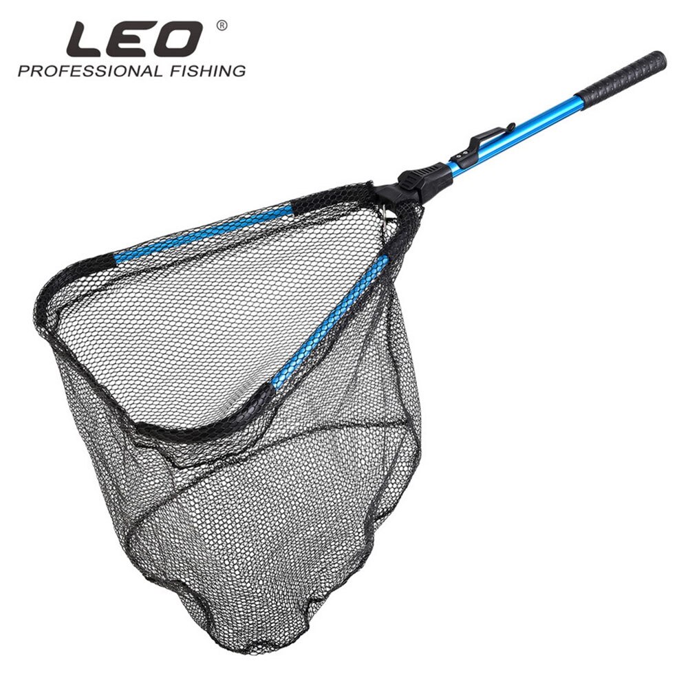 LEO Outdoor Portable Aluminum alloy Foldable Single Section Fly Fishing Hand Dip Net Fishing Net Black Red Triangle Dip Net Tool