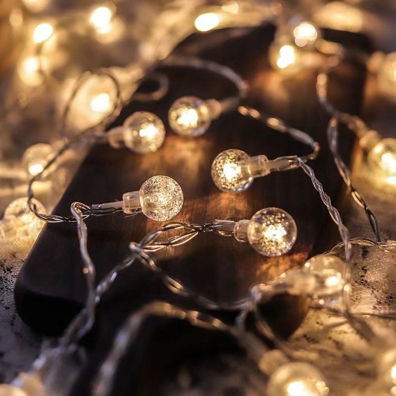Ljusslinga med 1.5/3m led-bollar, snöflingstjärnor, julslinga, girland, batteridriven för heminredning, juldekoration