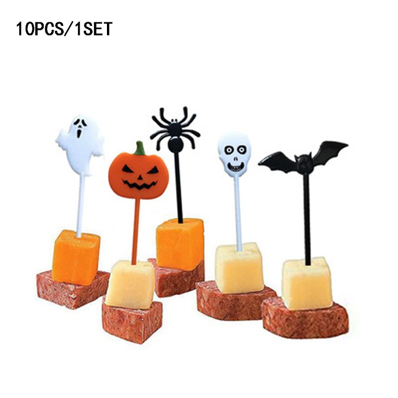 Halloween frukt liten gaffel bento dekorasjon gresskar flaggermus form dessert gaffel innleggskort kakevalg til fest kake dekorasjon