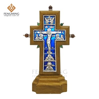 Ortodokse kryds kristne metal krucifiks på egetræ religiøst ikon dåb russere kunst: S