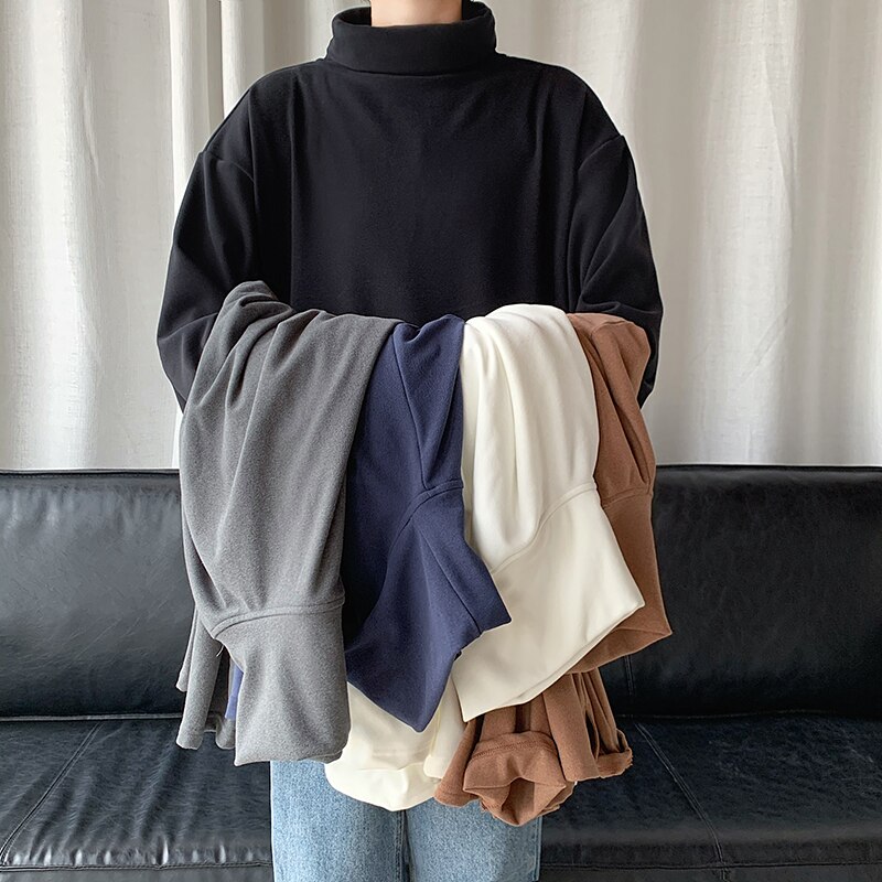 Vinter højhalset tyk varm sweater herre rullekrave mærke herre sweatere loose fit pullover herre strik herretøj