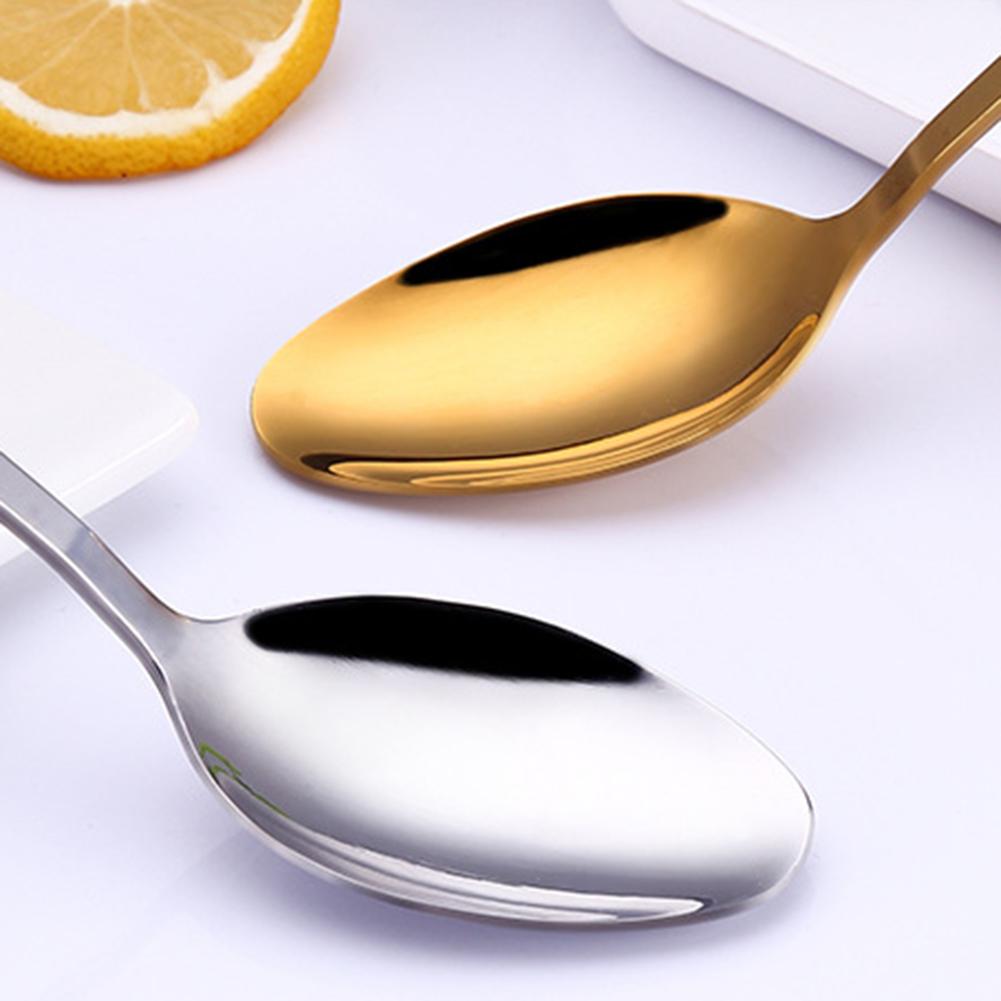 Stainless Steel Hotel Buffet Kitchen Curved Handle Dessert Tablespoons Cutlery Curved Handle Spoon Utensils For Kitchen