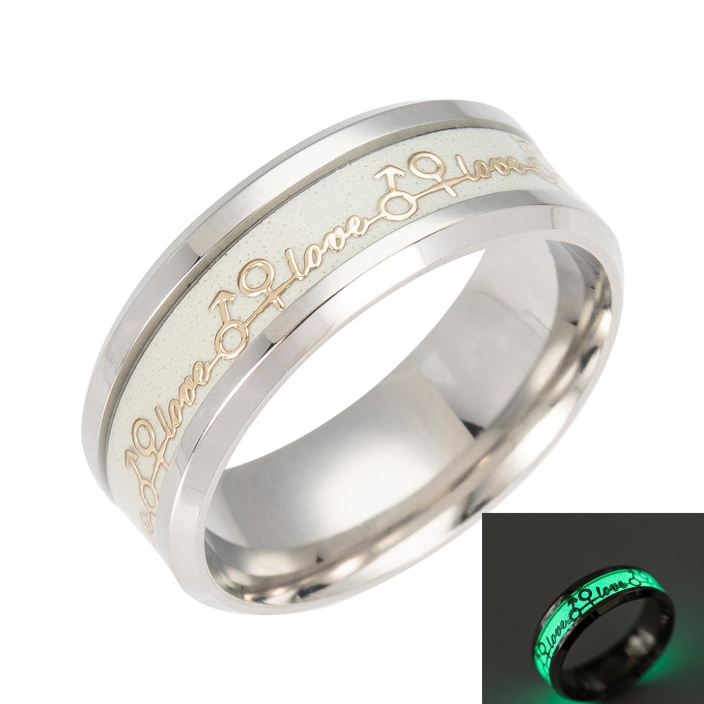 Creatieve Fluorescerende Paar Ringen LIEFDE Titanium Koele Lichtgevende Ringen Glow In The Dark Ringen
