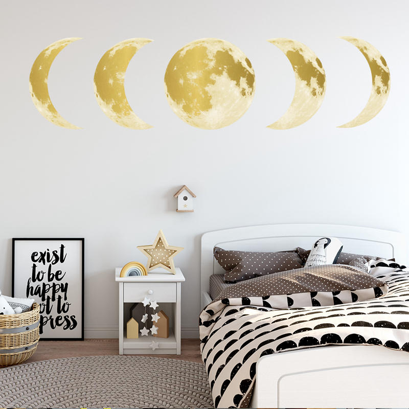 Lichtgevende Maan Fase Diagram 3D Muurstickers Voor Kinderkamer Woonkamer Plant Glow In The Dark Stickers Wall Art home Decor