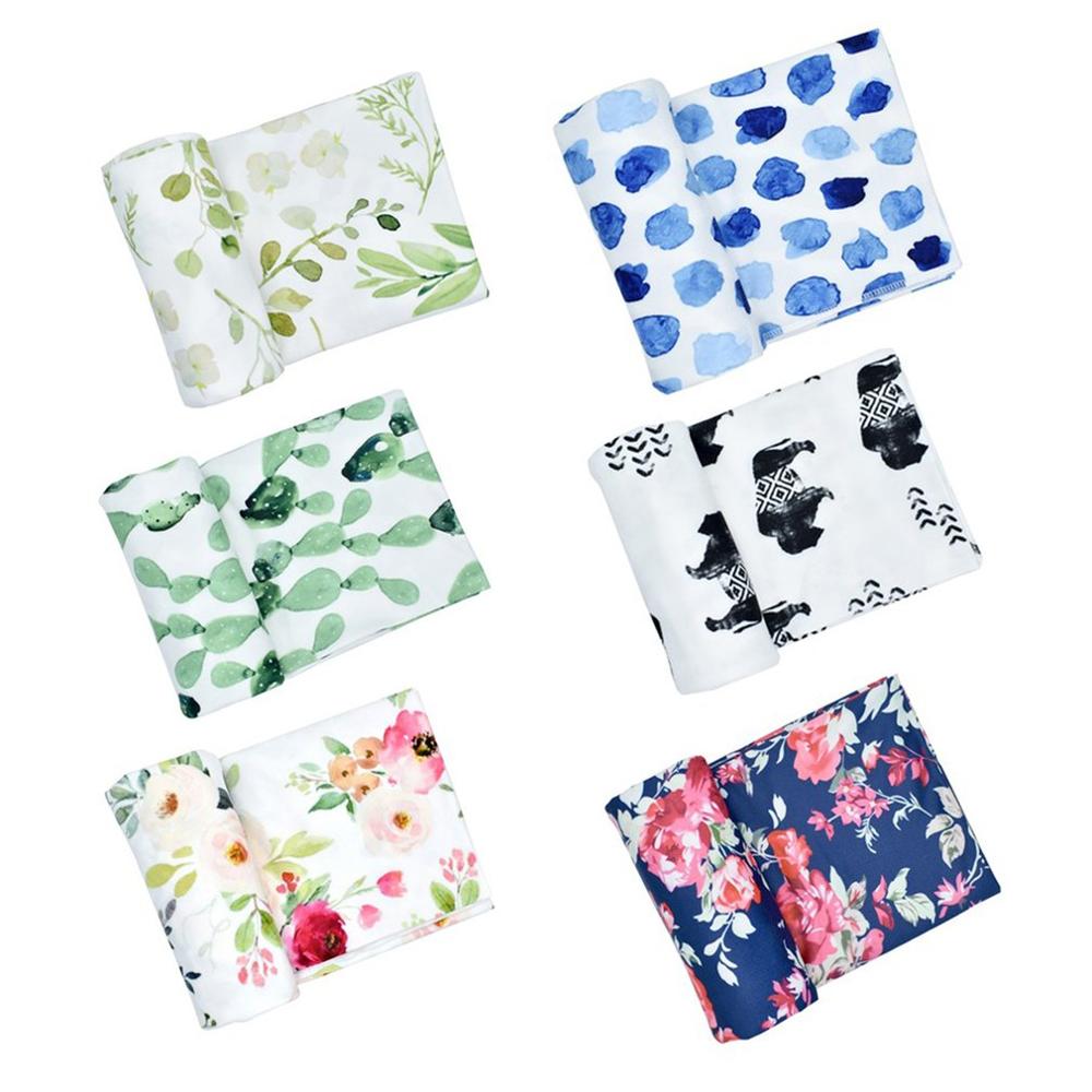 Gloednieuwe Peuter Aquarel Afdrukken Donzig Bloemen Dot Baby Deken Inbakeren Slaapzak Wrap Multifunctionele Wrap Doek
