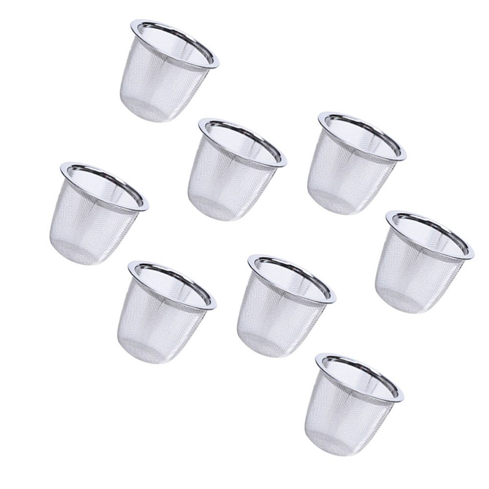 8 stk rustfrit stål tefilter metal infusionsvæske robust te si til hjemmet (diameter 7.2cm x højde 6cm)