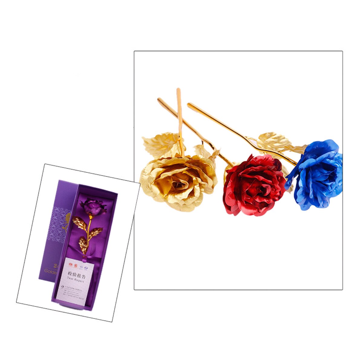 Rosa chapada en oro de 24k con caja, romántico de San Valentín, suministros festivos para , aniversario, novia, esposa,