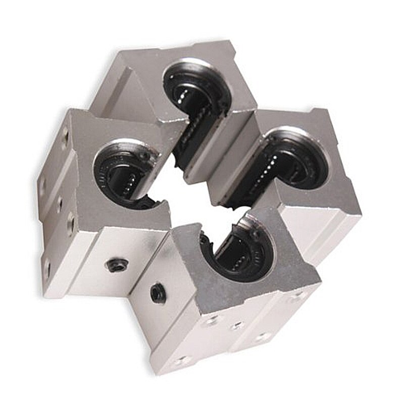 4 x SBR12UU 12mm Aluminum Linear Motion Router Bearing block, silver