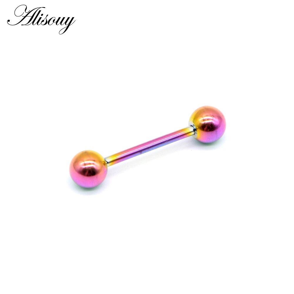 Alisouy 1 st 14g 9 Kleuren Tong Piercing Septum ear Kraakbeen nailTunnels Oordoppen labret lip Body piercing Sieraden 1.6*16*6mm: F Colorful