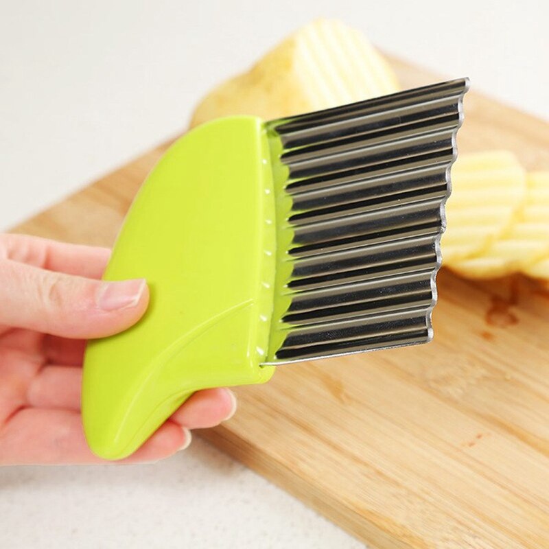 Potato Chip Slicer Crinkle Wavy French Fries Slicer Knife Potato Cutter Chopper French Fry Maker Slicer Stainless Steel Tools
