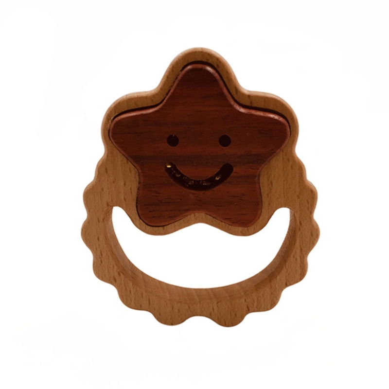 Baby Bijtring Houten Ring Wolken Rammelaar Verpleging Kauwen Kinderziektes Speelgoed Armband Molaire Fopspeen Douche Voor Pasgeboren Baby: C2012