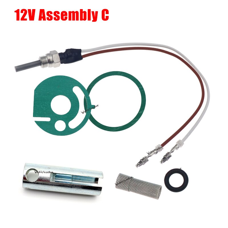 12V Car Diesel Air Heater Glow Plug +Strainer+Wrench+Burner Motor Gaskets For Eberspacher Hydronic D4WSC D5WSC 252106011000: 12V Assembly C