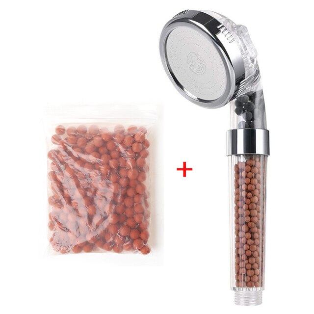 Zhangji recién llegado 3 funciones de alta presión cabezal de ducha de SPA ahorro de agua ducha accesorio de baño Filtro de aniones ducha: transparent set B