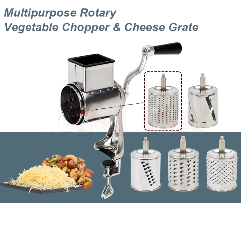 Rotary Grater Food Mills Nut Grinder With 5 Drum Blade for Cheese Grating and Nuts Grinding Vegetable Shredding Fruits Slicer