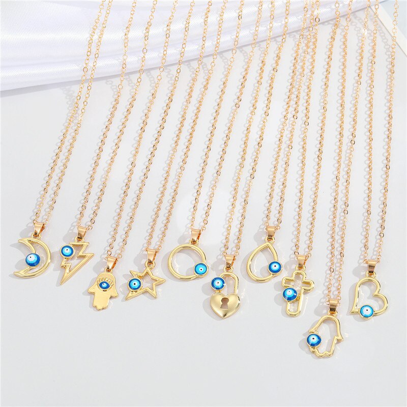 Evil Eye Water Necklace Jewelry Choker Pendant Couple Necklaces for Women Men Lovers Girls Boys Lady Female Male