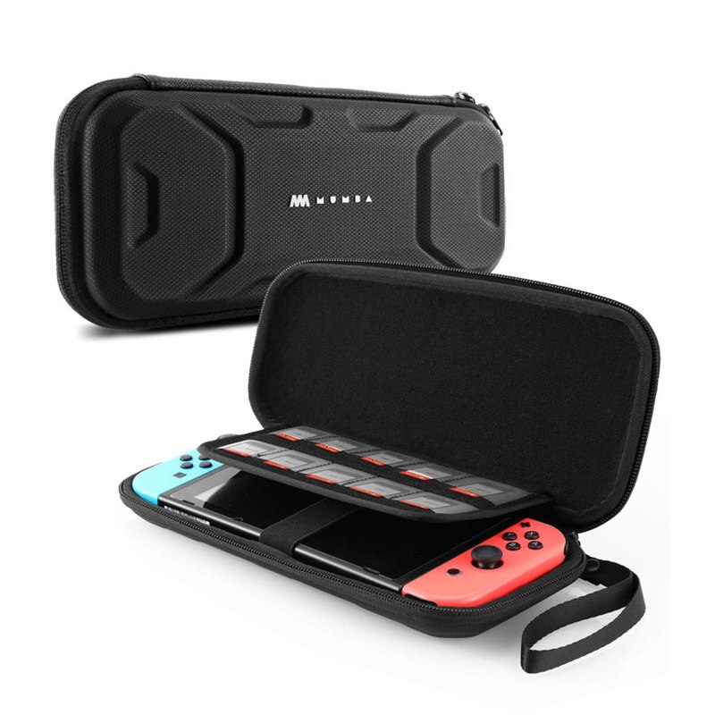 Voor Nintendo Switch Console Cover Mumba Ultra Slim Hard Shell Draagtas Voor Nintendo Switch Console Met 10 cartridges- zwart