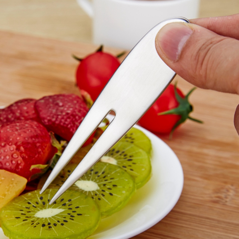 Fruit Fork Stainless Steel Tasting Appetizer Fork For Cake Dessert Salad Mooncake, Stainless Steel Silver