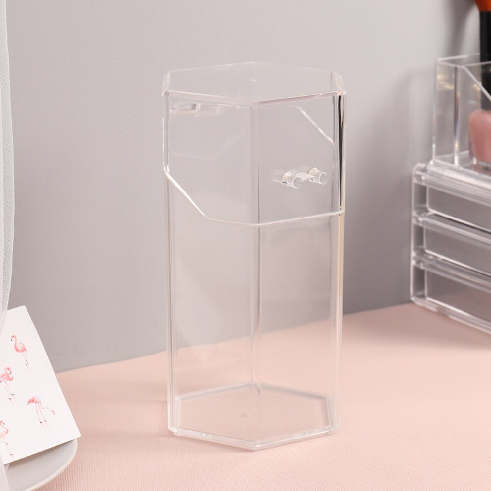 Caja acrílico transparente para guardar brochas de maquillaje, recipiente perlado de almacenamiento y organizador para cosméticos y para lápices de labios: Hexagonal tube