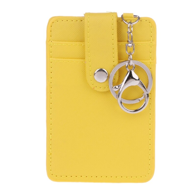 Unisex Colors Portable ID Card Holder Bus Cards Cover Case Office Work Key Chain Key ring Tool: Y