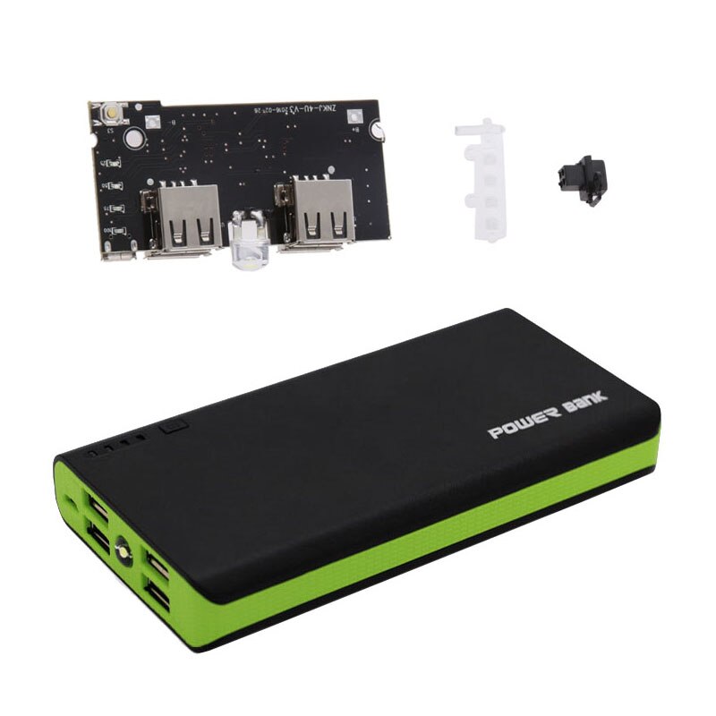 Power Bank Case Kit 18650 Battery Charger Flashlight for Cell Phone-Green