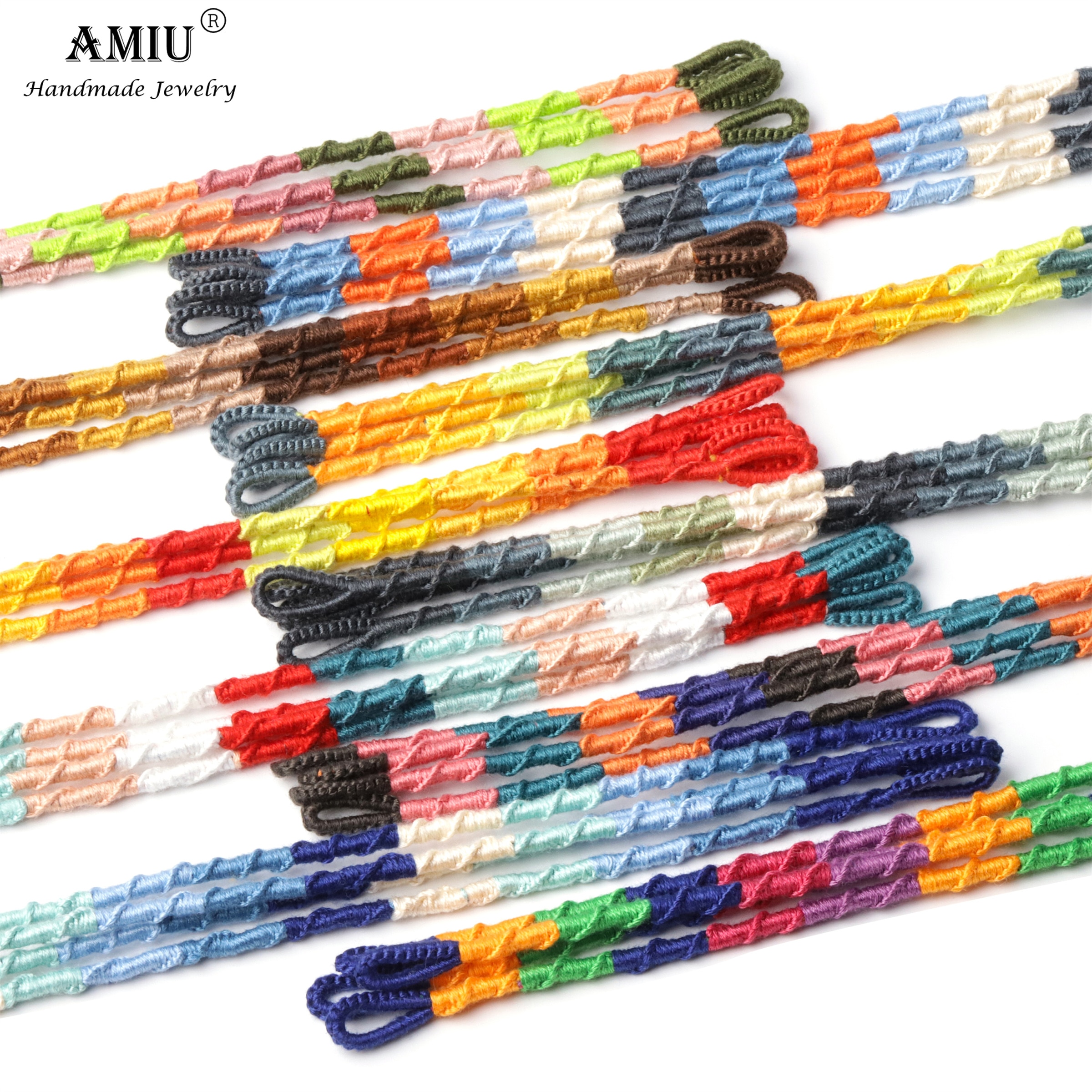 AMIU Handgemachte Freundschaft Böhmen Geflochtene gewebte Seil Fußkettchen Armbinde mit Quaste Brasilianische Schnur Fußkettchen Armbänder