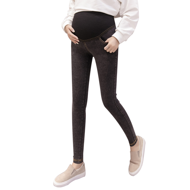 262#  vasket stretch denim barsel skinny jeans justerbar mave blyant bukser tøj til gravide kvinder gravid bukser