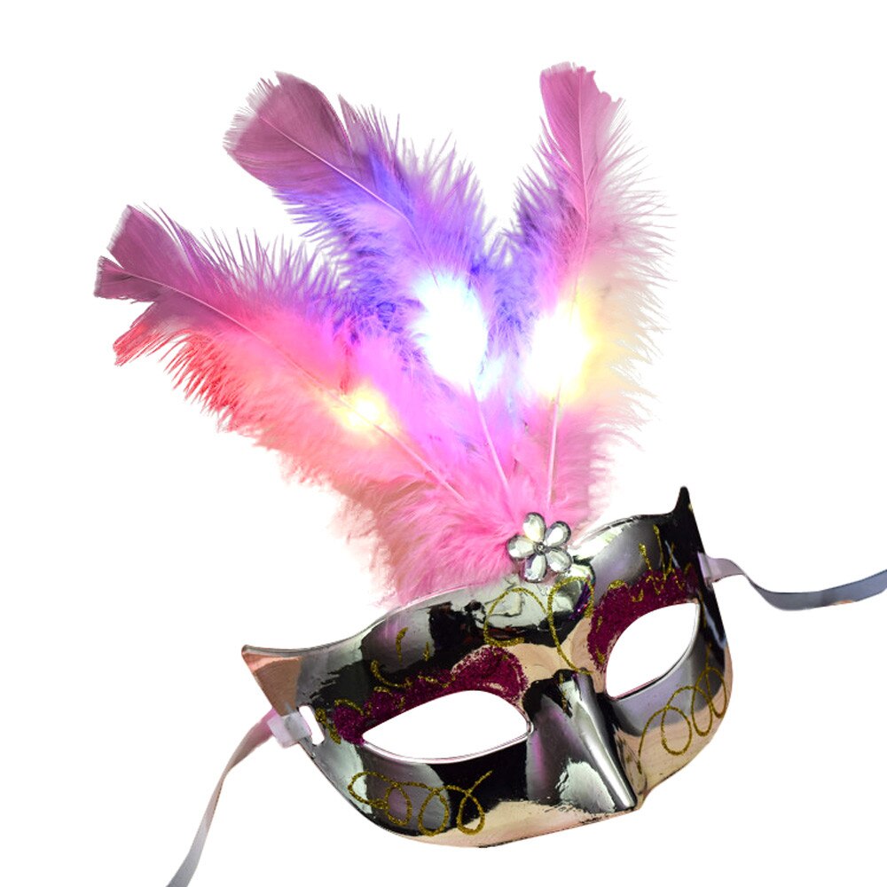 Vrouwen Venetiaanse LED Masker Maskerade Fancy Dress Party Prinses Veer Maskers 1A6