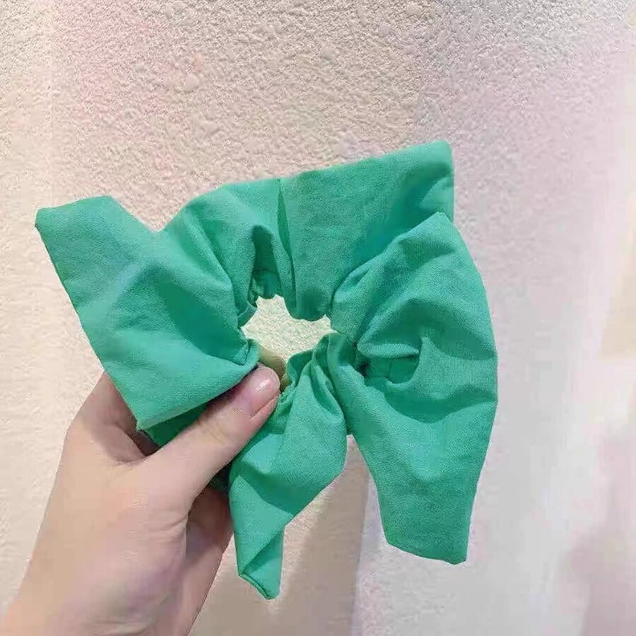 Vierkante Haar Scrunchies Grote Effen Kleur Vrouwen Elastische Haarbanden Meisjes Haar Ring Paardenstaart Rubber Mode Haaraccessoires: green
