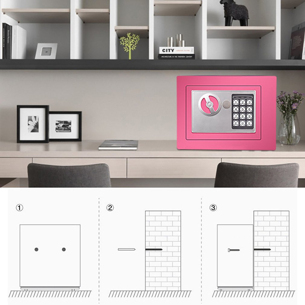 Household 17E Small Safe Mini Wall Safe Deposit Box Bedside Table Password With Lock Insurance Box