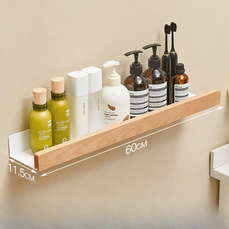 Badezimmer-Handtuchhalter aus Holz, Badregal-einstellen, Dusch-Organizer-Regal, Zauberstab-Badewannenregal aus Holz, Eckregal für Waschraum, Haartrocknerhalter: Freier Raum