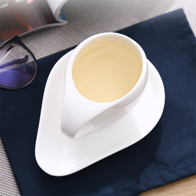 Tasse à café en céramique, style européen tordu, avec soucoupe, tasse à thé créative de l&#39;après-midi, porcelaine blanche, pour eau et lait, verres