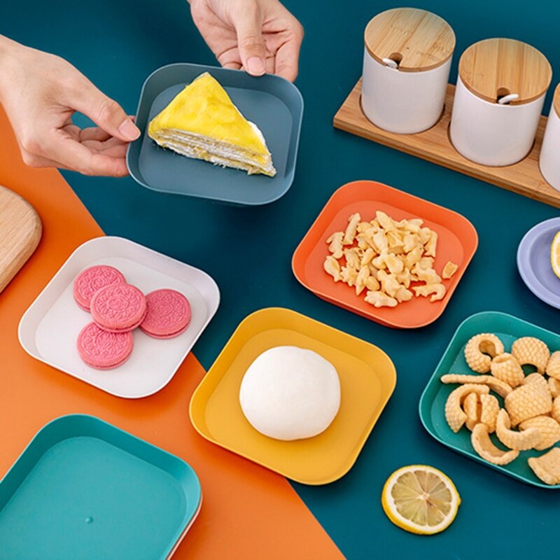 5 inch PP Square Dinner Dish Vegetable Fruit Cake Dessert Snacks Serving Plate Dining Table Garbage Tray Container