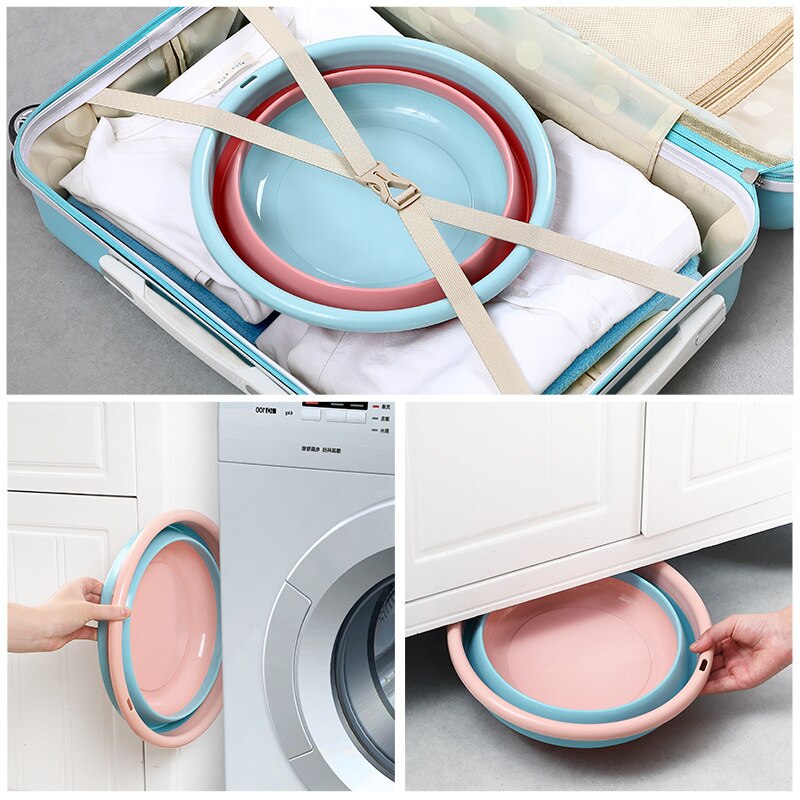 Folding Wash Basin Plastic Portable Outdoor Travel Laundry Tub Thickened Kitchen Vegetable Sink Household Cleaning Tools