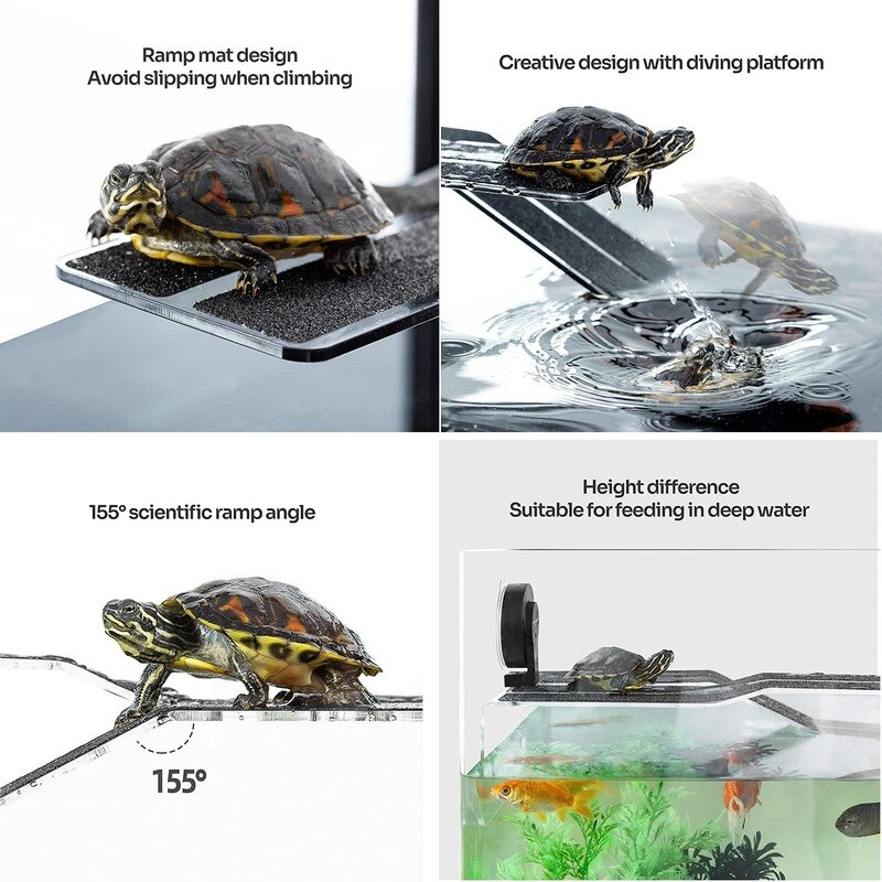 3-In-1 Acryl Schildpad Dock Deluxe Schildpad Platform Ramp Voor Schildpad Rusten Klimmen Duiken Reptiel Tank Met sterke Zuignap