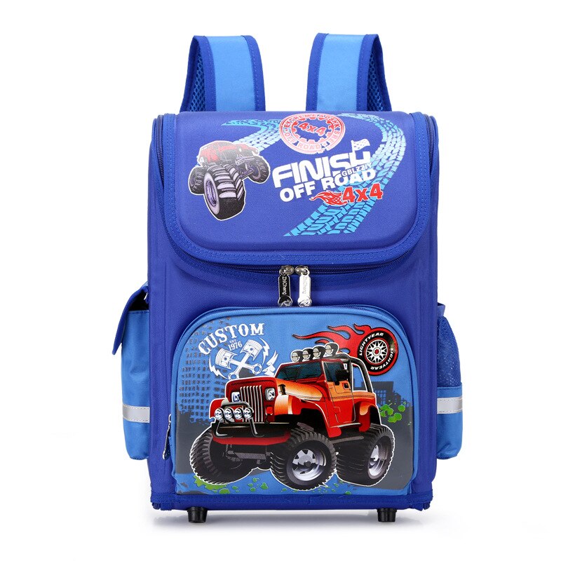 Kids Cartoon School Backpack EVA Folded Orthopedic Children School Bags for Girls Butterfly School Backpacks Mochila Infantil: sky bule car